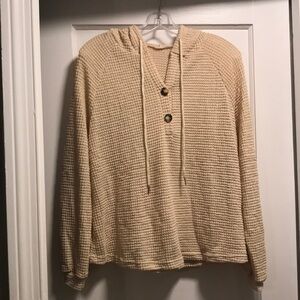 Waffle Knit hoodie long sleeve